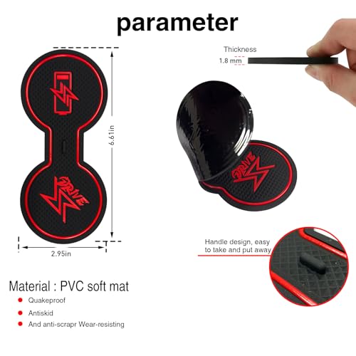 Tapete de silicona para portavasos Tesla Modelos 2021-2025 rojo miniatura 5