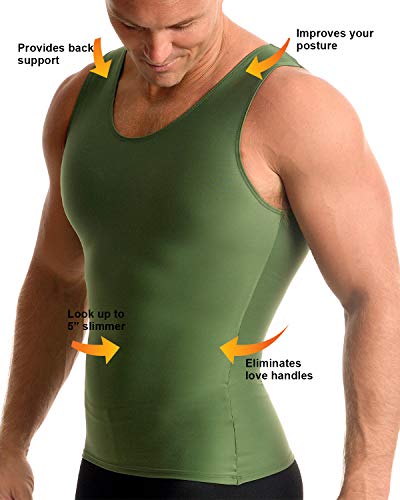 Insta Slim Mens Slimming Compression Muscle Tank Top Body Shaper Abdomen Control Undershirt (Army-2Xl) #TOP3