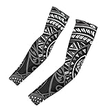 JOAIFO Black Tribal Tattoo Arm Sleeves for Men Boys Sun Protection Outdoor Arm Sleeve Compression Novelty Summer Sport Arm Cover