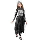 XXLOG Skeleton Dress Halloween Costume for Girls & Kids - Skeleton Queen Princess Costume - Small (4-6yrs)