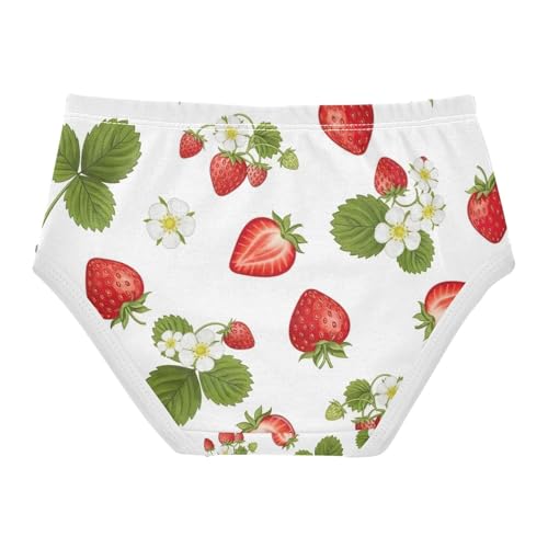 Red Strawberries Toddler Girl Undies, Girls' Cotton Brief Underwear, 2T–8 Years2
