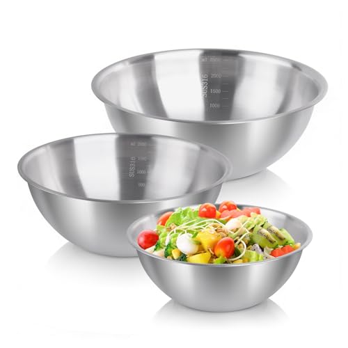 Set 3 Tazones de Acero Inoxidable 2.64/2.11/1.27 Qt Medidos miniatura 1