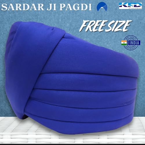 Image of Kaku Fancy Dresses Sardar Ji Turban for Kids Traditional Sikh Headwear for Fancy Dress, Cultural Events & Role Play Costume - Blue