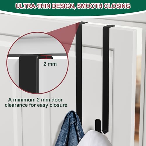 Image of 15 inch Reversible Wreath Hanger for Front Door, Fits Most Doors up to 1-3 /4 inch | Heavy-Duty Steel Over The Door Hooks up to 80 LBS for Daily Holiday Halloween & Christmas Wreaths, Door Decor, Black, 1 PC