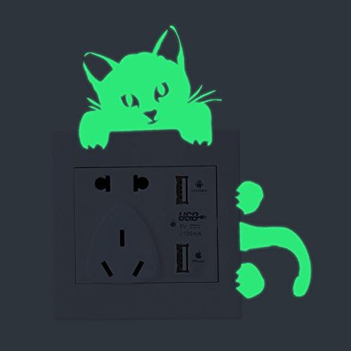 Miniatura 2 de 2 calcomanías luminosas para interruptor de luz que brillan en la oscuridad, adorbale gato, mascotas, animales, pegatinas de pared, interruptor de