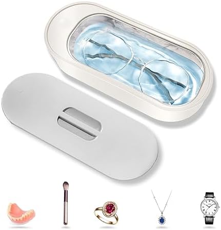 Jewelry Cleaning Ultrasonic Machine, 43kHz Ultrasonic Glasses & Eyeglass Cleaner, 440ML Capacity for Jewelry, Dentures, Shaver Heads - Fast & Deep Cleaning