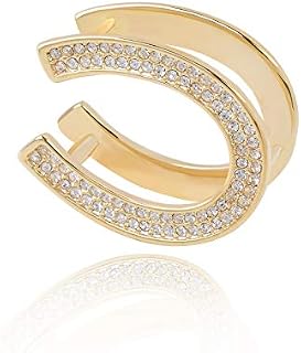 OBONNIE Women's Simple Metal Crystal Smooth Scarf Ring Oval Horseshoe Buckle Scarves Slides