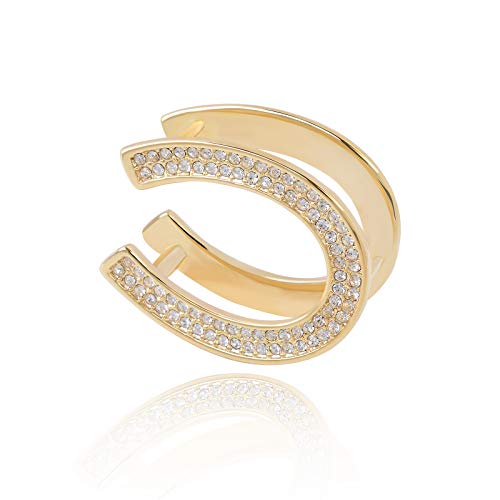 OBONNIE Women's Simple Metal Crystal Smooth Scarf Ring Oval Horseshoe Buckle Scarves Slides