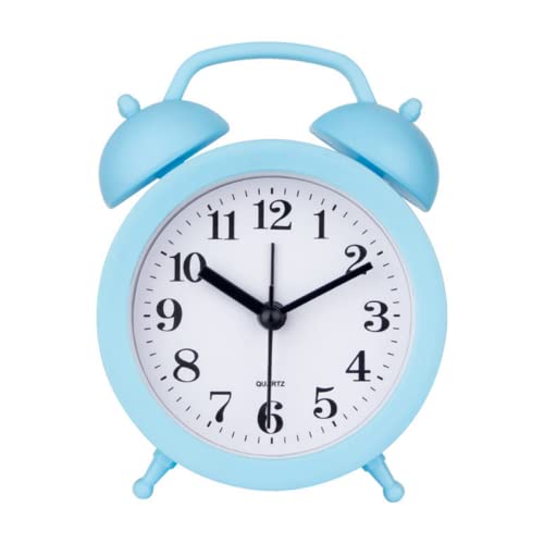 Txy Kids Alarm Clock Double Bell Clock Classic Home Cute Battery Operated Analog Mini Round Bedside Desk Alarm Clock Kid Gifts Children's Student Alarm Clock Home Decoration (Blue) #TOP5
