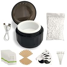 Nose Wax Kit for Men & Women, Mini Wax Heater with 100g Hard Wax Beans, USB-Powered Fast Heating for Nose & Ear Hair Removal, Facial Grooming Kit, Portable & Easy to Use Black
