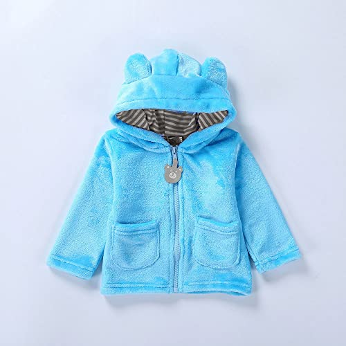 Newborn Infant Baby Fleece Jacket Long Sleeve Warm Zip Up Ears Hoody Coat Outwear Overcoat Warm (Blue, 18-24 Months) #TOP2