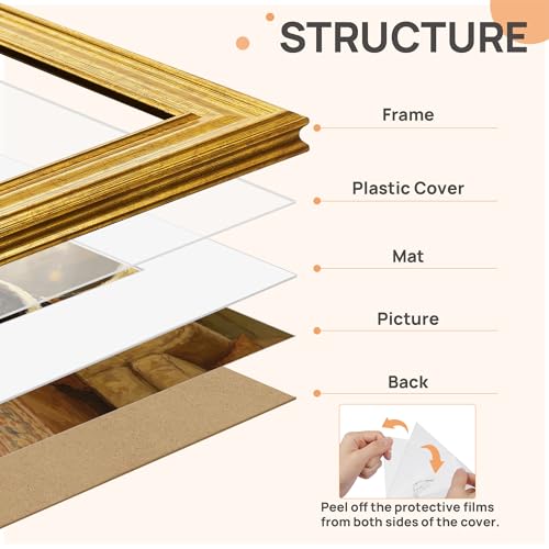 Image of upsimples 8x12 Picture Frame, Vintage Frames Decor, 1Pack Gold | Fit 6x8 and 8 x 12 Photo, Wall or Tabletop Display, Antique-style Decoration, Rustic Farmhouse Decor, For Weddings