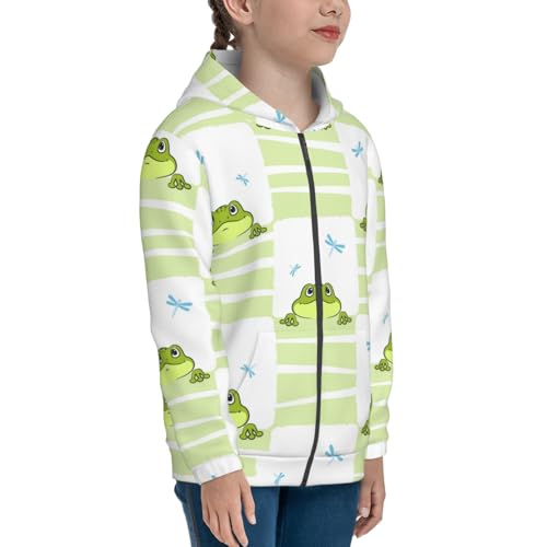 Frogs and Dragonflies Kid Hoodies Boys Zip Up Sweatshirts Girls Pullover with Pocket4