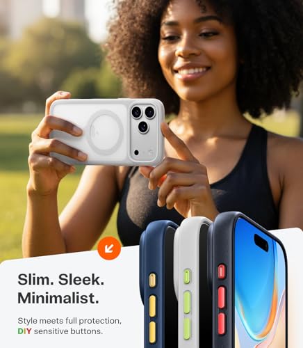 Image of TORRAS Magnetic Shockproof for iPhone 17 Pro Case, Camera Control, Compatible with MagSafe, Military-Grade Protection, Stronger Slim Translucent Phone Case for iPhone 17 Pro, Silver White
