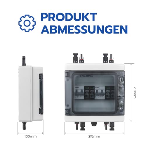 WSPIHO 40A 1000V DC Trennschalter PV Anlage und überspannungsschutz PV für Blitzschutz,Photovoltaik Leitungsschutzschalter Einspeisesteckdose Balkonkraftwerk (2 String)