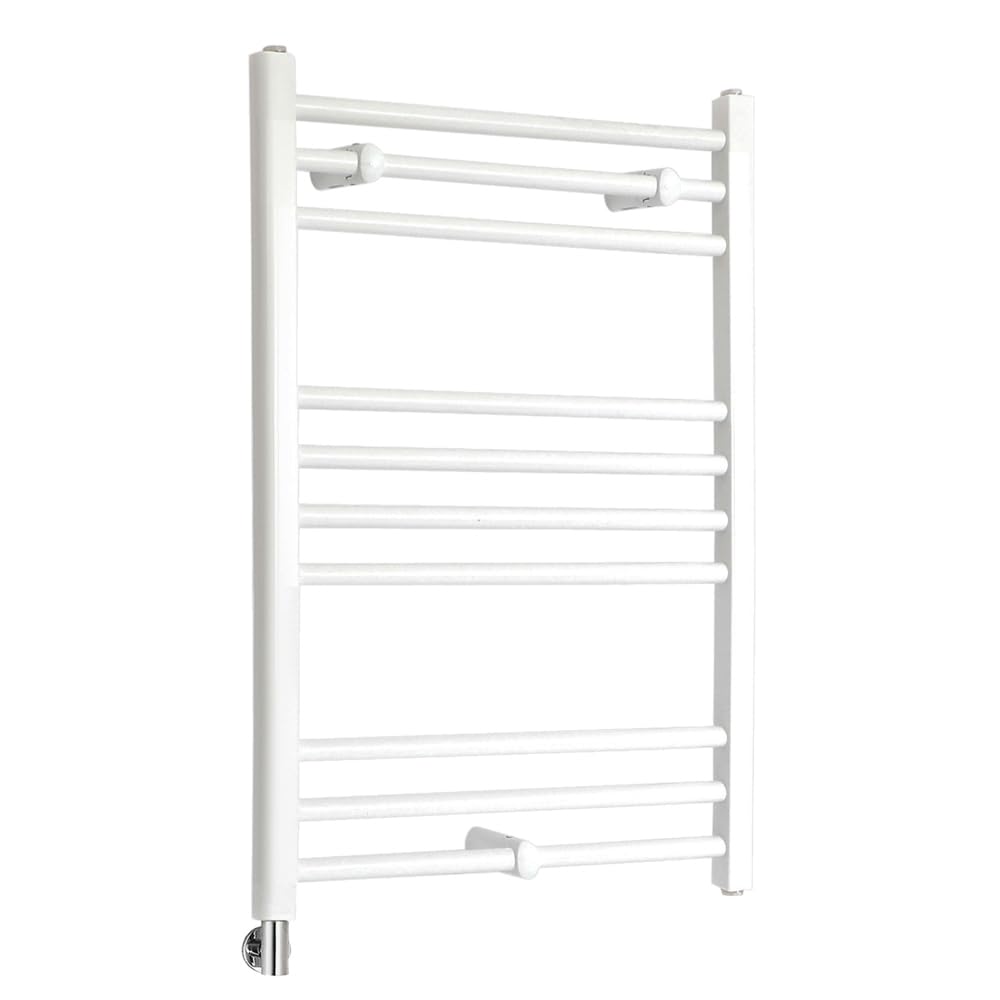 Milano Ive 400W White Straight Bar Electric Heated Towel Rail Cable Cover - 800mm x 600mm