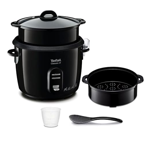 Tefal Classic 2 Cuiseur à riz, 5 L, 1,5 kg de riz, Automatique, Maintien au chaud, Sans surveillance, Cuve antiadhésive, Nettoyage facile, Panier vapeur, Noir RK103811