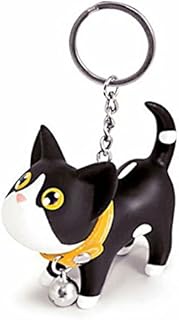 JOYJULY Cat Kitten Keyrings Chain Kawaii Adorable Bag Pendant Toy Lovers Kids Key Chains (Black + White)