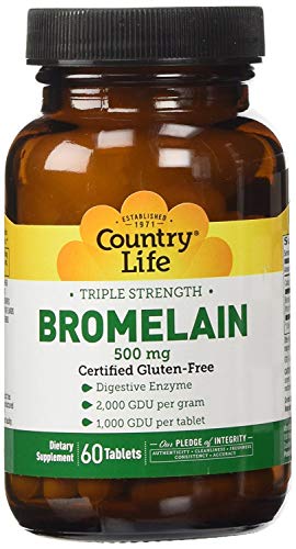 Country Life Triple Strength Bromelain 500 Mg 2, Gdu/g, 60-Count (package may vary) Country Life Triple Strength Bromelain 500 Mg 2, Gdu/g, 60-Count (package may vary)