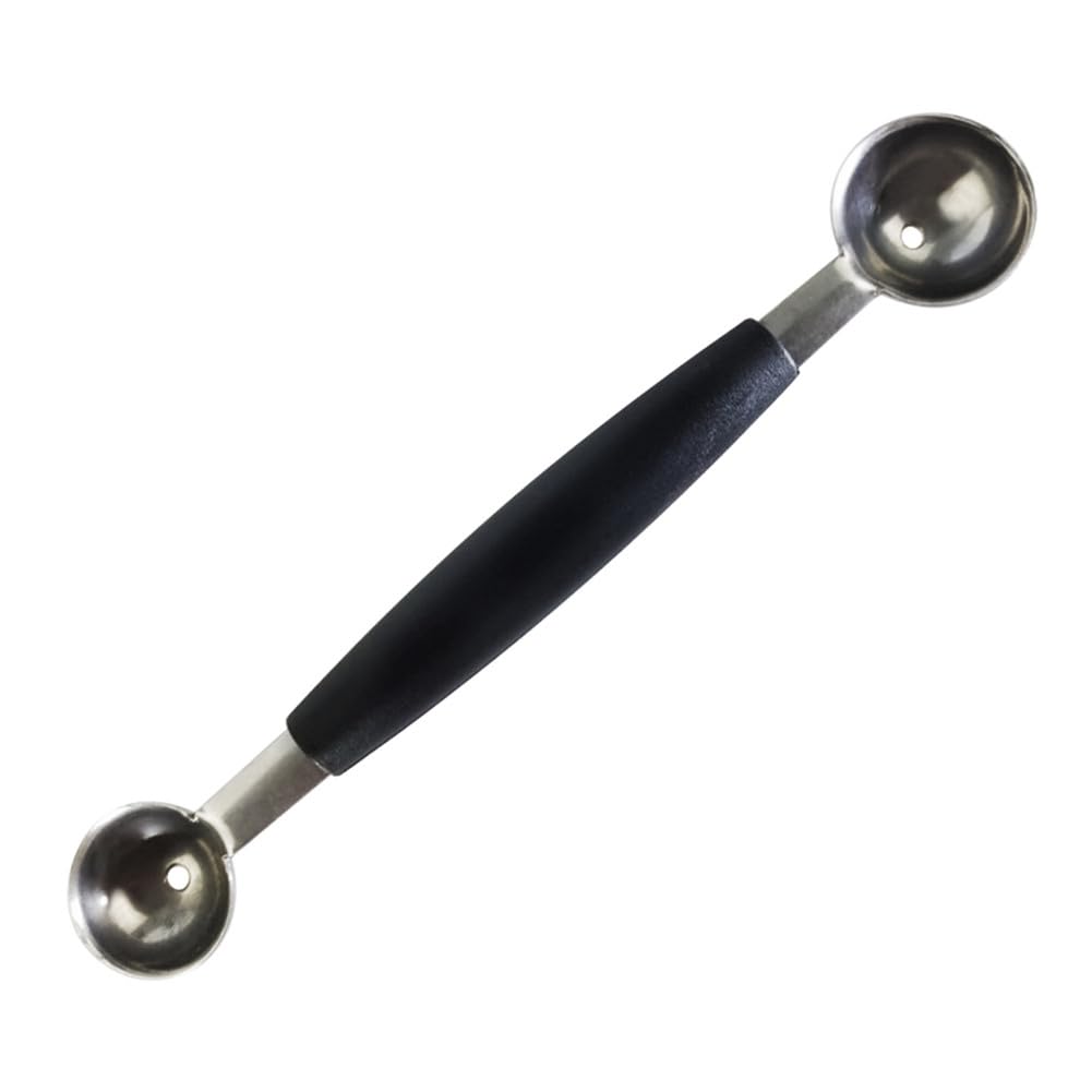 Cuchara de doble cara para frutas y melón, cortador de cuchara de acero inoxidable 2 en 1, 18 cm