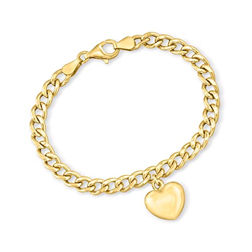 Ross-Simons Italian 18kt Gold Over Sterling Puffed Heart Curb-Link Bracelet3