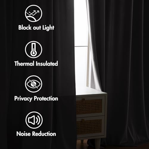Image of MIULEE Silver Gray Velvet Pinch Pleat Blackout Curtains W52 X L84 Inches | 2 Panels,Luxury,Thermal Insulated,Super Soft,Back Tab & Rod Pocket,for Bedroom Living Room
