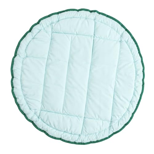 Image of 2-in-1 Flip Play Mat and Toy Storage Basket Cotton Floor Foldable Nursery Organizer Baby Toddler Space Saver Blue,Teal