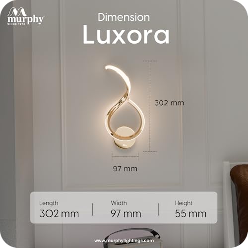Image of Murphy Luxora Elegant LED Wall Lamp for Home - 2 Years Warranty - Modern Aluminium Light with 3 Color Modes (French Gold, Pack of 2)