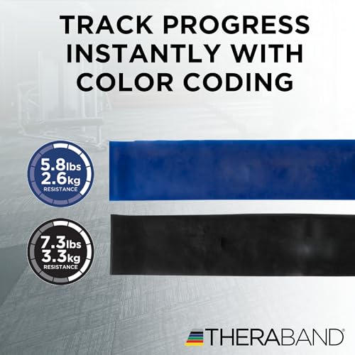 Image of THERABAND Resistance Bands Set, Elastic Bands for Exercise & Physical Therapy, Strength Training for Upper & Lower Body Fitness