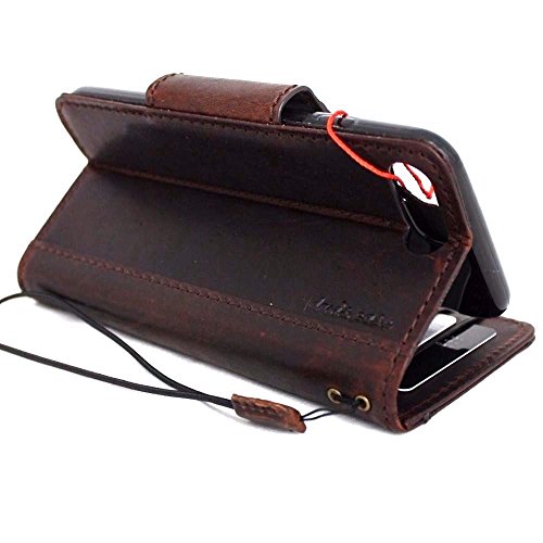 Genuine Italian Full Real Leather Case For Iphone 8 Plus Book Wallet Slim Cover Handmade Luxury Cards Slots Retro Classic Brown Thin Daviscase #TOP4