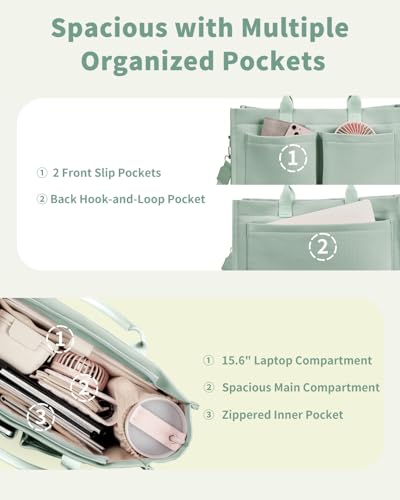 Wandering Nature Canvas Tote Bag for Women, Laptop Work Bag with 2 Cup Holder, Purse Crossbody Handbag for Nurse, Teacher2