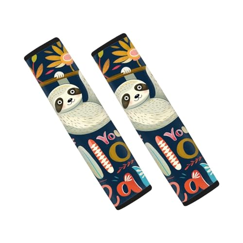 Image of AFPANQZ 2pcs Funny Sloth Seat Belt Pads Covers Universal Fit for Truck Vans Sedans SUVs Safety Seatbelt Pad Cushion Comfortable Driving Car Seats Accessories Black One Pair