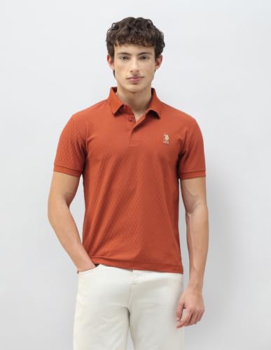 Image of U.s.Polo Association Men's Geometric Patterned Knit Slim fit Polo Shirt