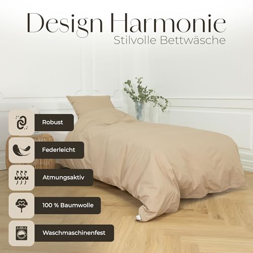 Bettwäsche-Set 100% Baumwolle Perkal – Mit Reißverschluss, Atmungsaktiv, Öko-Tex Zertifiziert