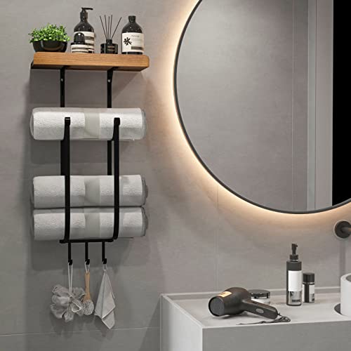 Soduku Towel Racks For Bathroom Wall Mounted 3 Tier Metal Bath Towel Holder Modern Towel Storage Rack Hand Towel Holder Towel Organizer Or Towel Shelf For Bathroom (Black) #TOP2