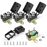 RED WOLF (30A 4PCS) DC 6V-50V Automatic Reset Circuit Breaker #10-32 Studs with Metal Fuse Housing Pre-Trimmed Cover Reusable for Trolling Motor Marine ATV Boat RV Automotive Battery Solar System