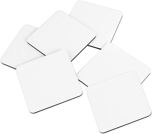 Weiye Sublimation Blank DIY Customized MDF Square Coaster Hardboard Coaster Sublimation Coaster Blank Coaster, 6 pcs Round Square