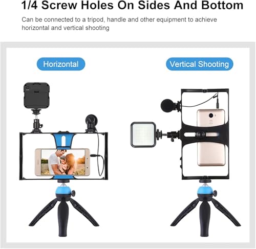 Image of Smartphone Video Rig, Phone Video Stabilizer Camera Case Mount Holder for Filmmaking and Vloging, with Cold Shoe Mount for Smartphone, for Streaming Equipment (RED Cage Rig)