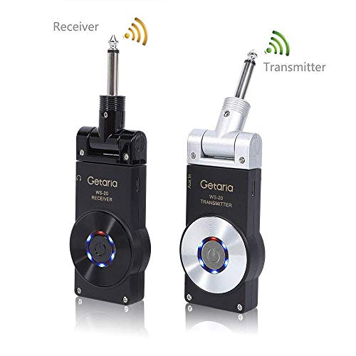 Getaria 2.4GHZ Wireless Guitar System Transmitter Receiver for Electric Guitar Bass Violin with Rechargeable Battery