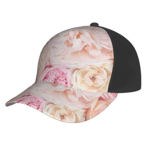 Casquette de baseball rose floral noir casquette de soleil mixte chapeau papa réglable