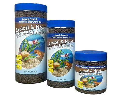 Aquatic Foods Inc. Axolotl Pellet Food 1/8 Soft Moist Sinking Pellets for Juvenile Axolotl Also Shrimp Snails Crayfish Bottom Tropical Fish Blackworm Pellets Included 6oz Canister