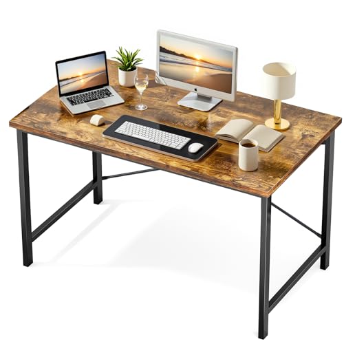Sweetcrispy Computer Office Desk 44 Inch Small Student Study Gaming Writing Work Modern Simple PC Table for Bedroom, Home - Rustic Brown