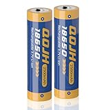 QOJH 18650 Rechargeable Battery 3.7Volt 18650 Button Top Lithium Batteries for Headlamp LED Flashlight Cameras Toys 2 Pack
