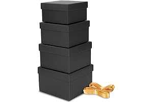 Bengnkes Black Christmas Boxes for Presents 4 Packs