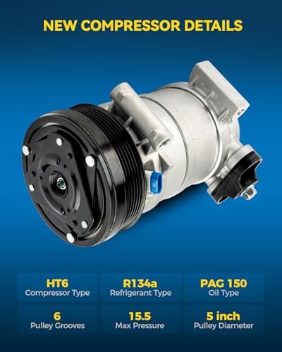 Image of PHILTOP 31450 Air Conditioner AC Compressor with Clutch for K1500 /C1500 /K1500 Suburban /C1500 Suburban /K2500 Suburban 1996-1999, Tahoe /K2500 /C3500 /C2500 /K3500 /Yukon 1996-2000, S10 /Blazer 1996-1998