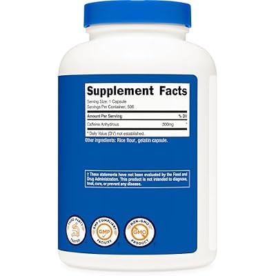 Nutricost Caffeine 500 Capsules, 200mg Per Capsule (2 Bottles)