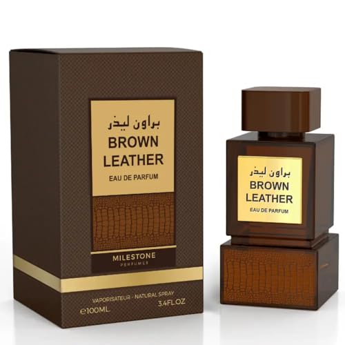 Image of MILESTONE Perfumes Brown Leather Unisex Eau de Parfum 100ML – Long-Lasting Premium Leather Scent for Men and Women, Elegant and Bold Fragrance for All Occasions