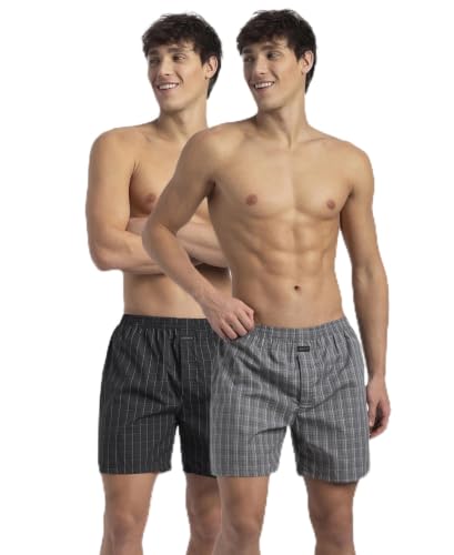 Image of Jockey 1222 Men Super Combed Mercerized Cotton Woven Checkered Boxer Shorts with Back Pocket (Pack of 2, Colors & Prints May Vary)