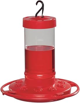 Rocky Mountain Goods Hummingbird Feeder 16 oz Bright Red Plastic Wide Mouth for Easy Filling and Cleaning Includes S-Hook Multiple Feeding Ports for More Hummingbirds