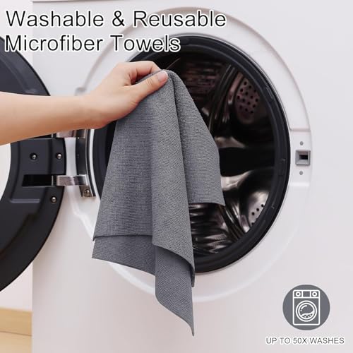 Image of Microfiber Cleaning Cloth Roll - 25x25cm Tear-Away Reusable Towels, Super Absorbent Washable Lint-Free Rags for Kitchen, Car, Glass & Garage - Multicolor (50)
